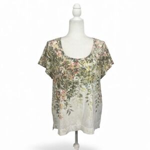 Pure Jill PJ High Low Tee Floral Cottage 100% Pima Cotton XL Petite